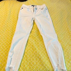 White KanCan cropped jeans